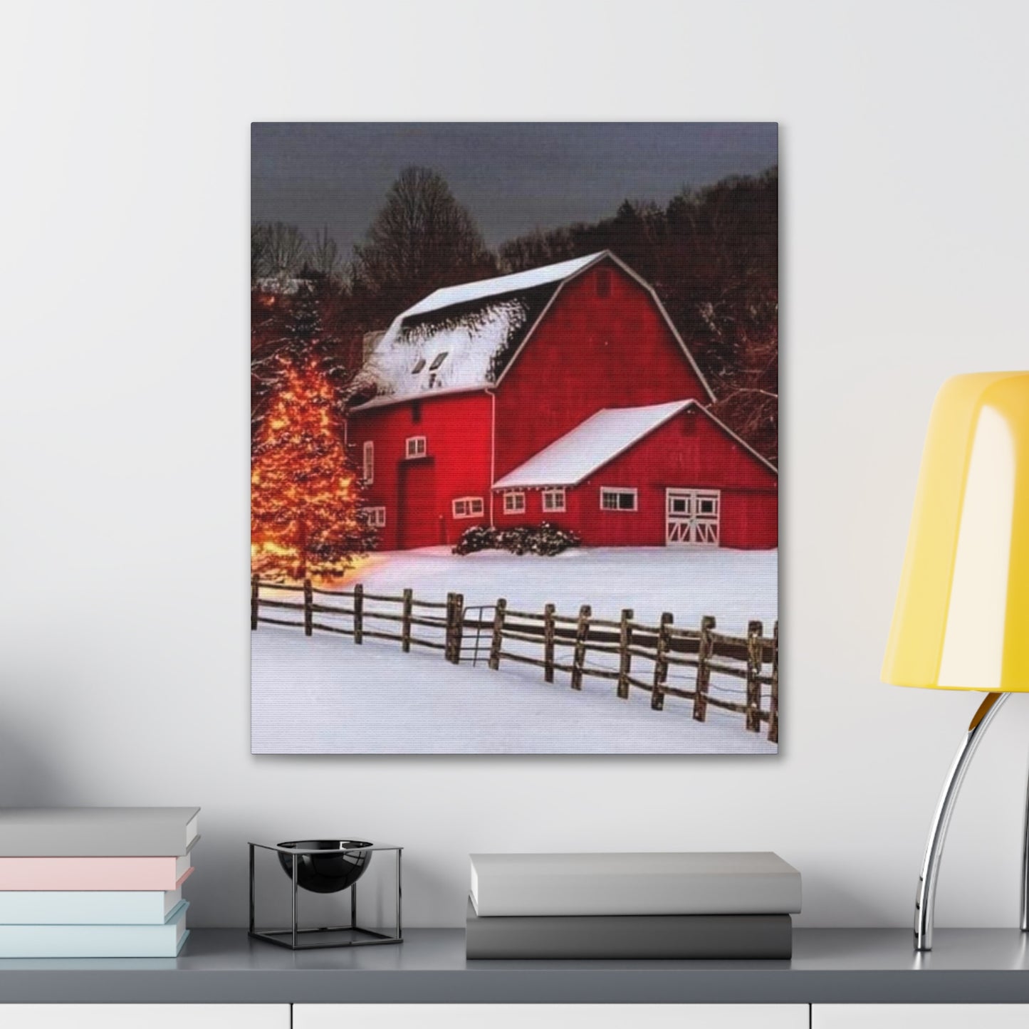 Barn in Winter - Canvas Stretched, 0.75"