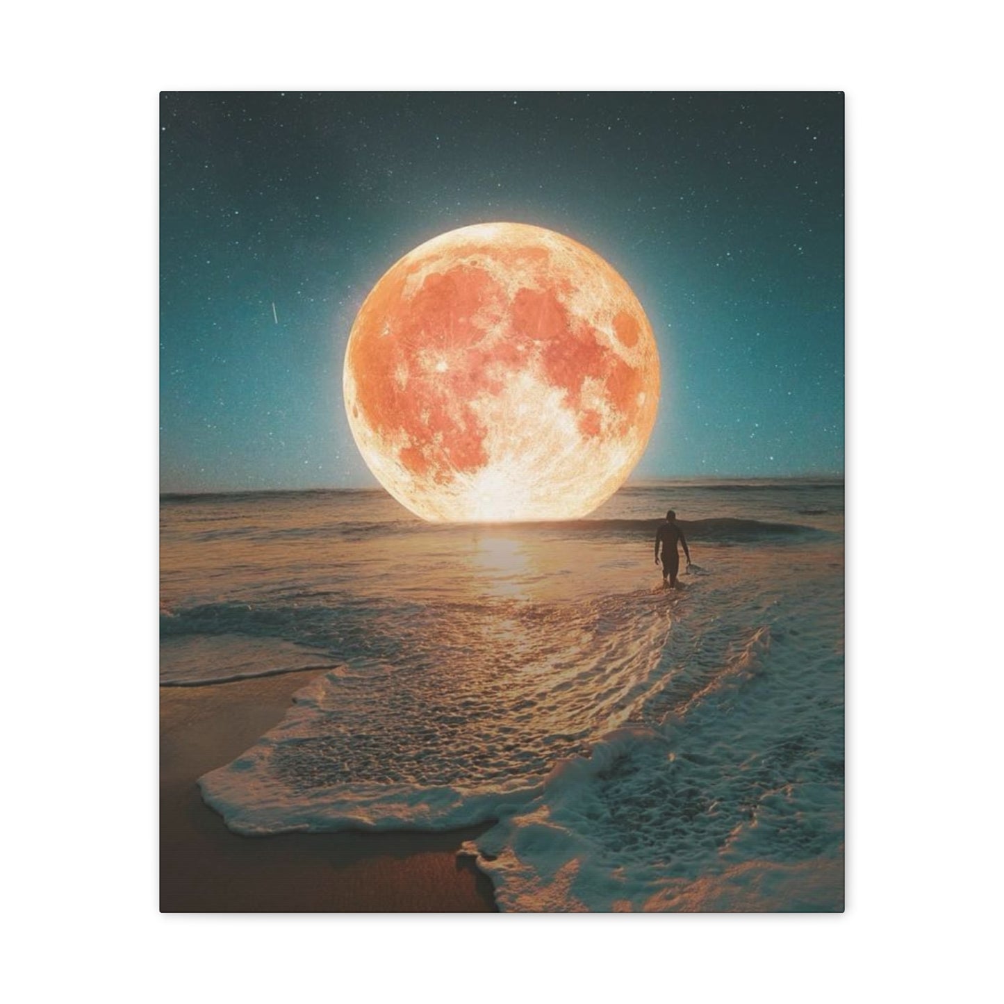 Moon on the water - Canvas Stretched, 0.75"