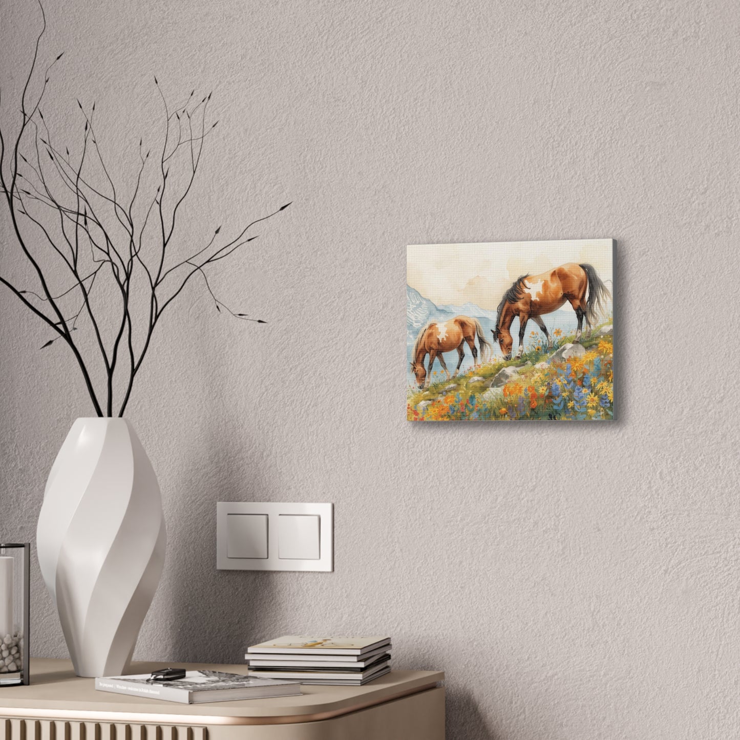 Horses Grazing - Canvas Stretched, 0.75" - Wall Art 2026 - Animals