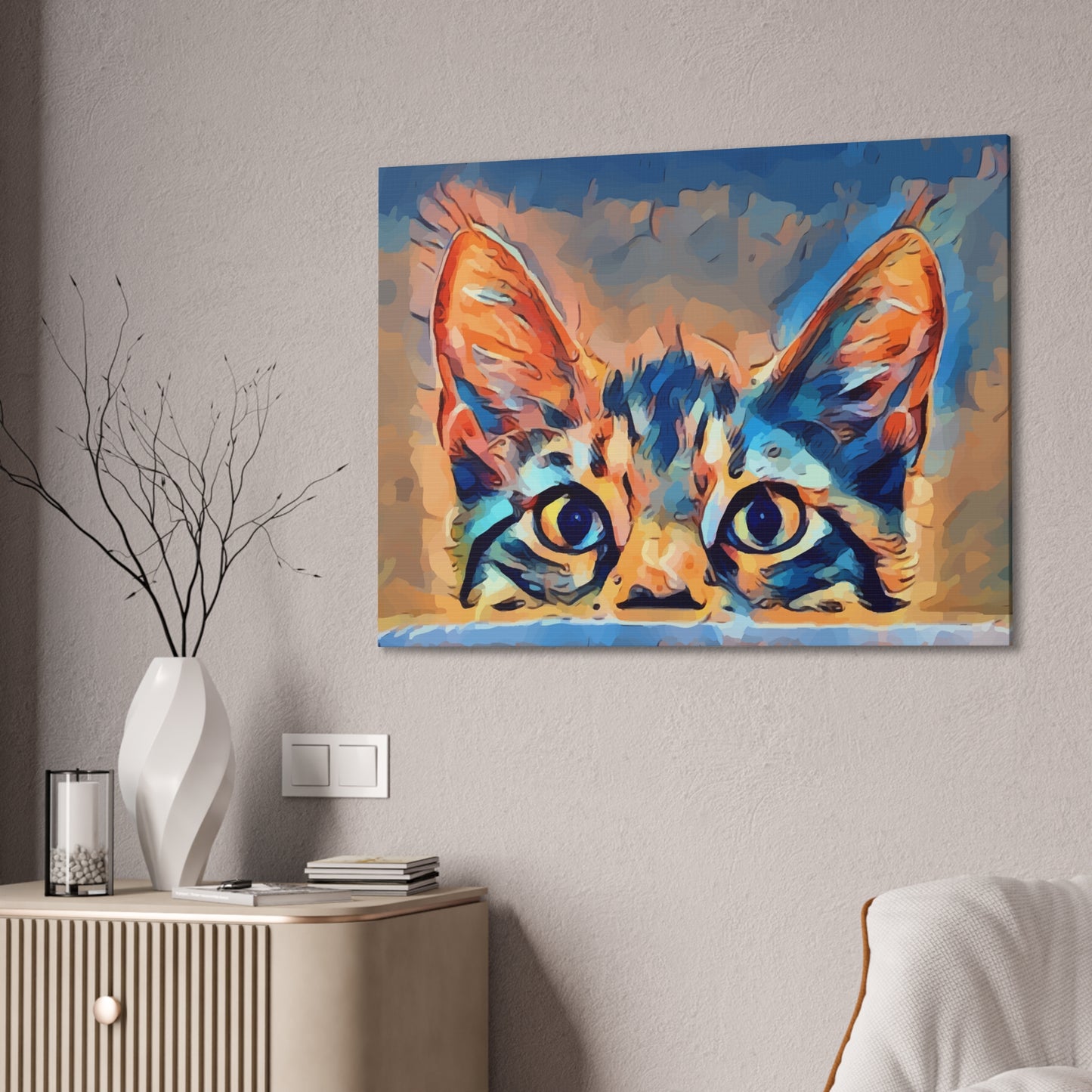 Spying Kitty - Canvas Stretched, 0.75"