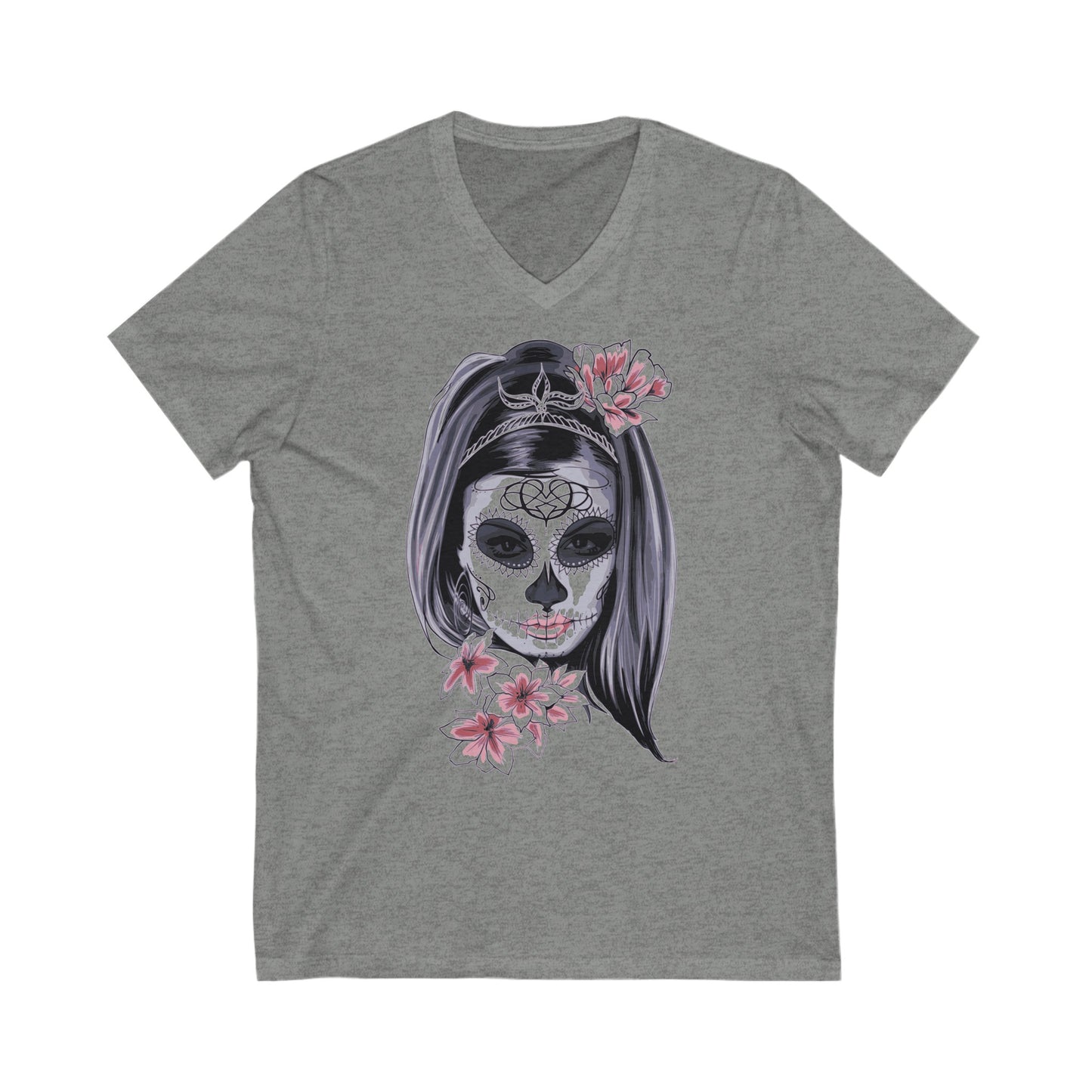 Dia Los Muertos - Unisex Jersey Short Sleeve V-Neck T-shirts - Halloween