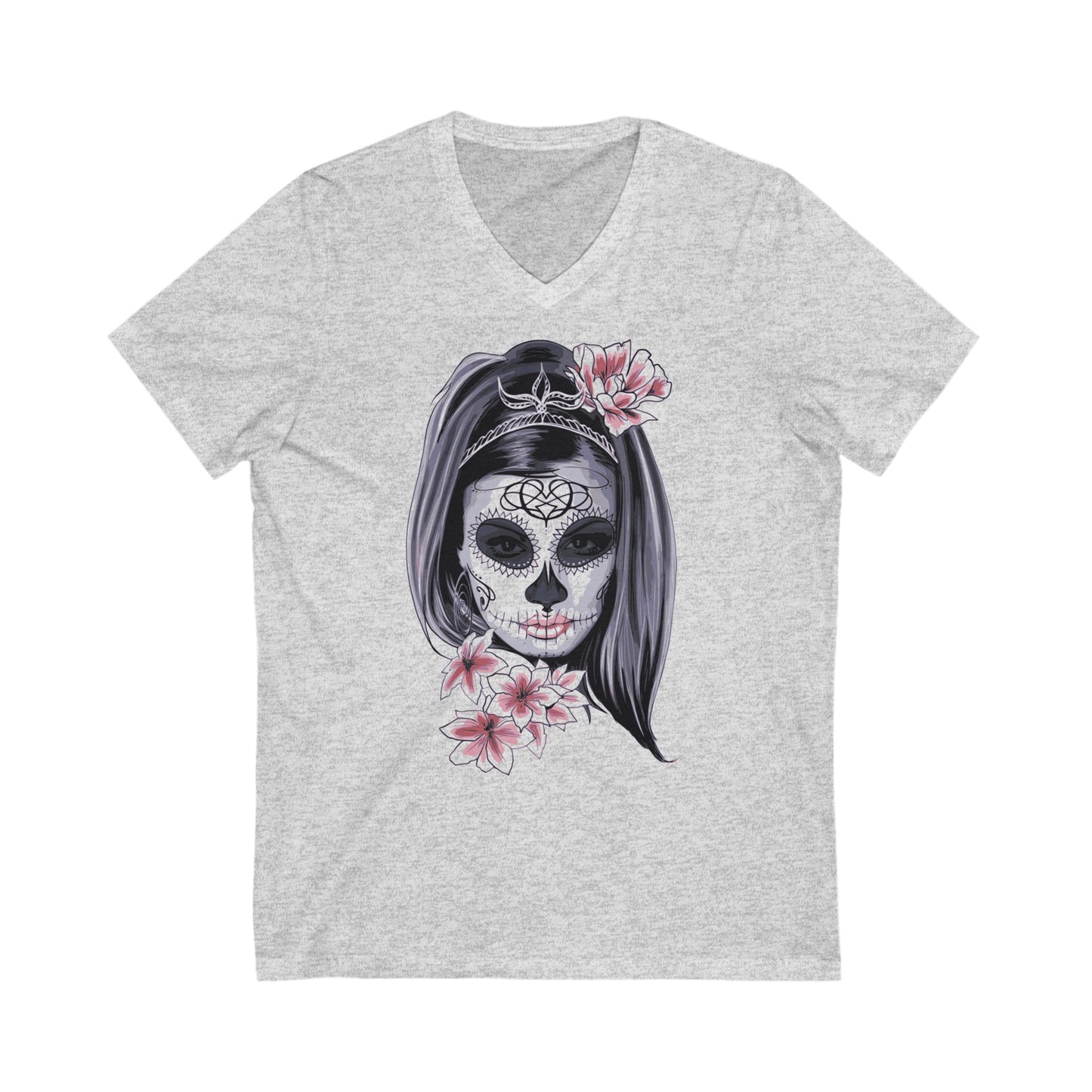 Dia Los Muertos - Unisex Jersey Short Sleeve V-Neck T-shirts - Halloween