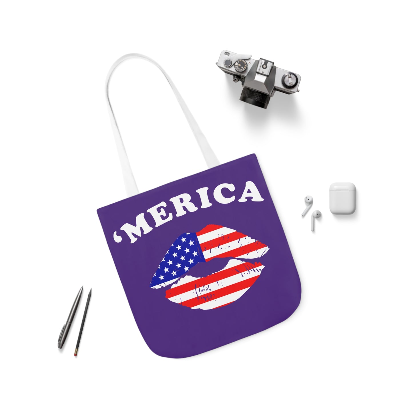 America - Canvas Tote Bag, 5-Color Straps