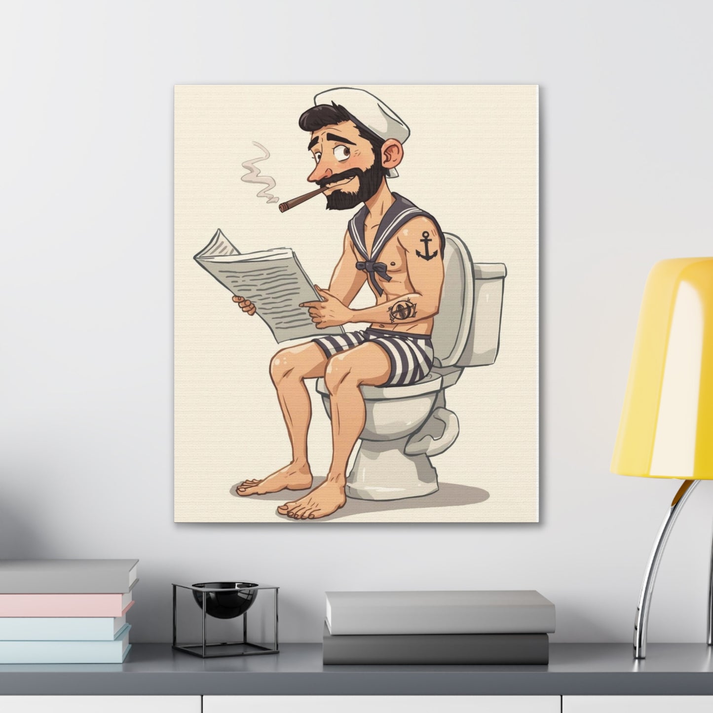 Sailor on the can - Canvas Stretched, 0.75" - Wall Art 2026 - Bathroom Humor