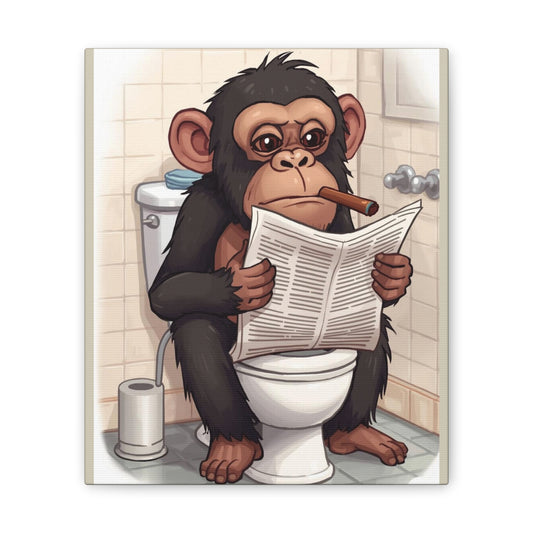 Chimp on the pot - Canvas Stretched, 0.75" - Wall Art 2026 - Bathroom Humor