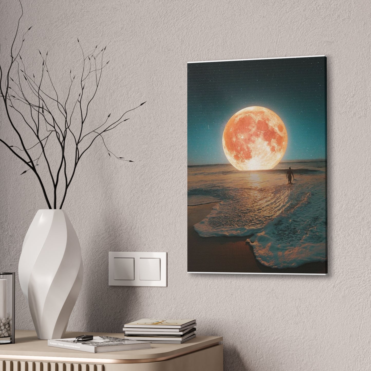 Moon on the water - Canvas Stretched, 0.75"