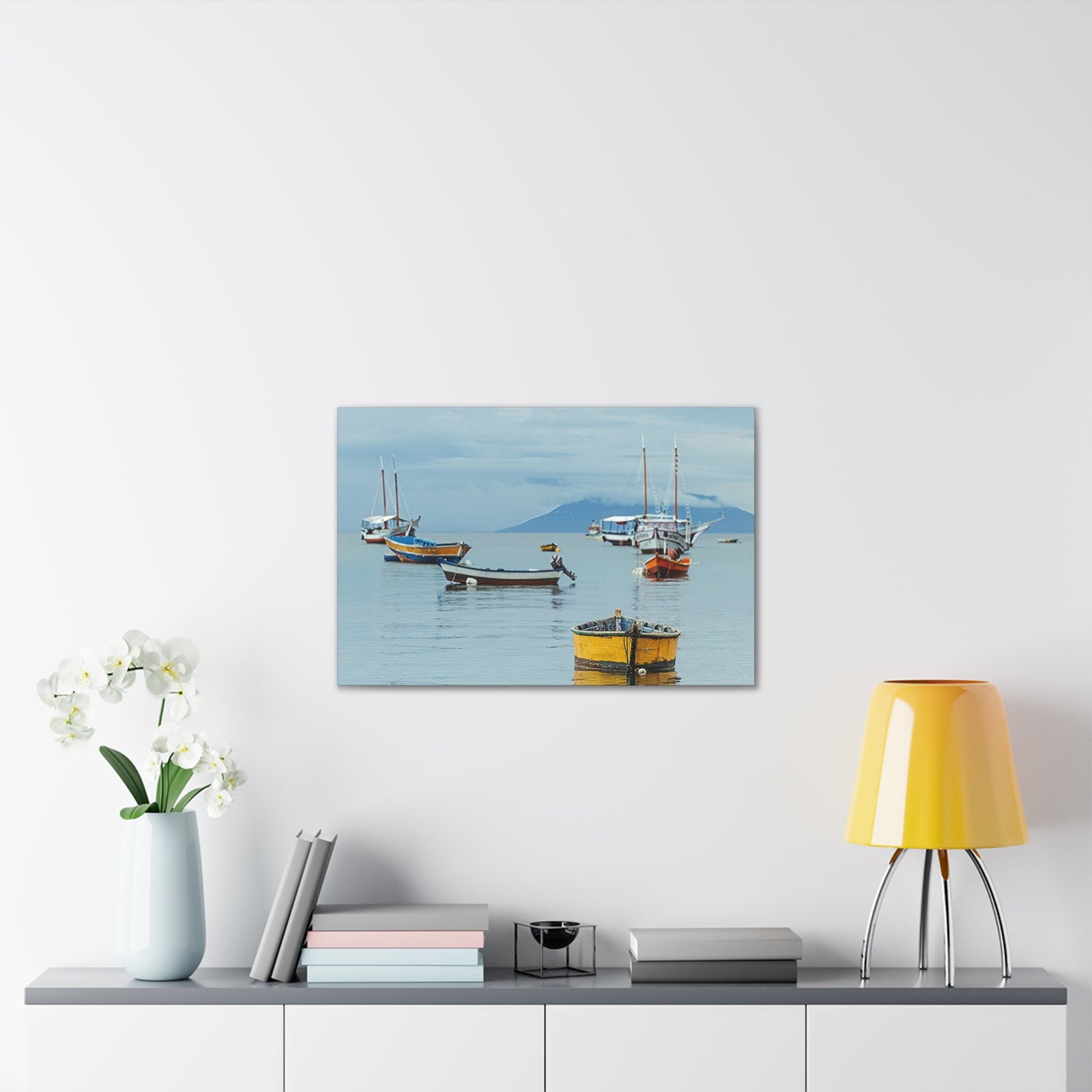 Boats in Harbor _ Canvas Stretched, 0.75"