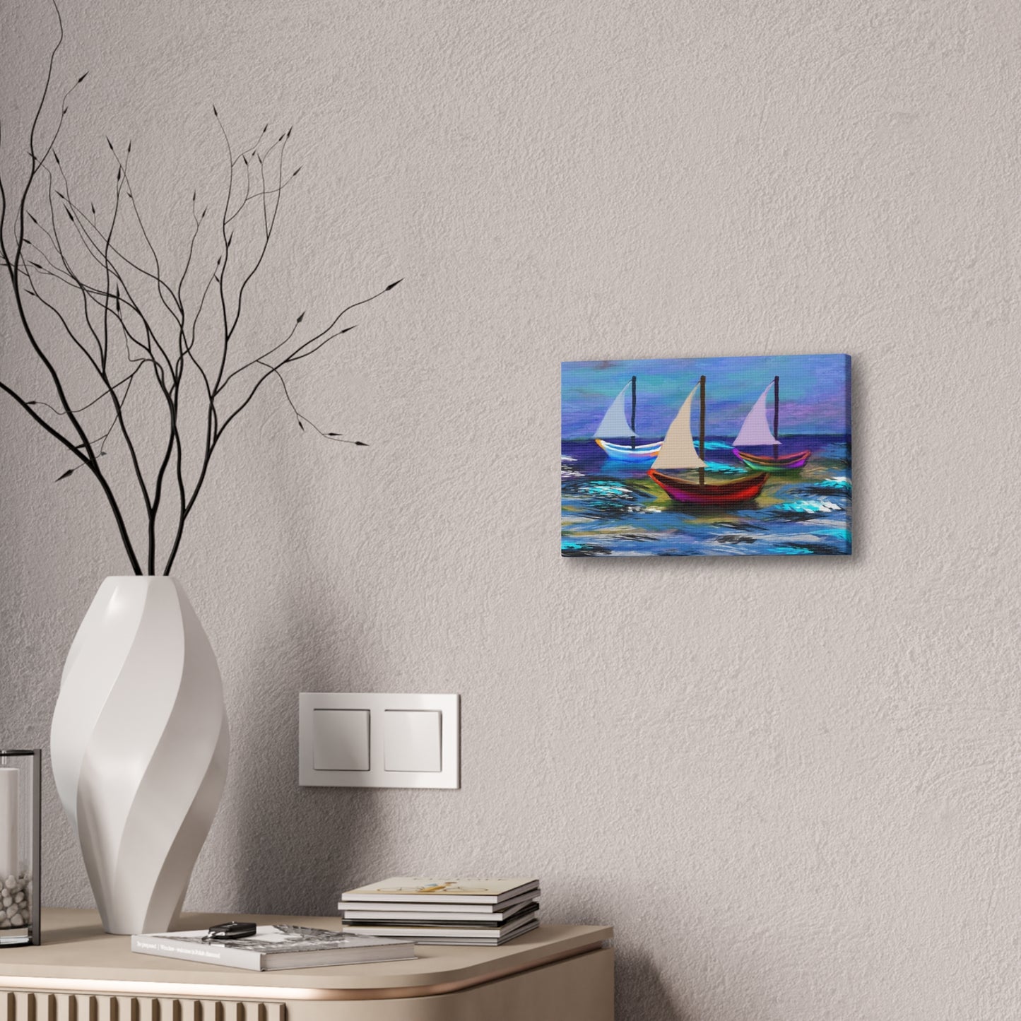 Sail Boats - Pastel _ Canvas Stretched, 0.75"