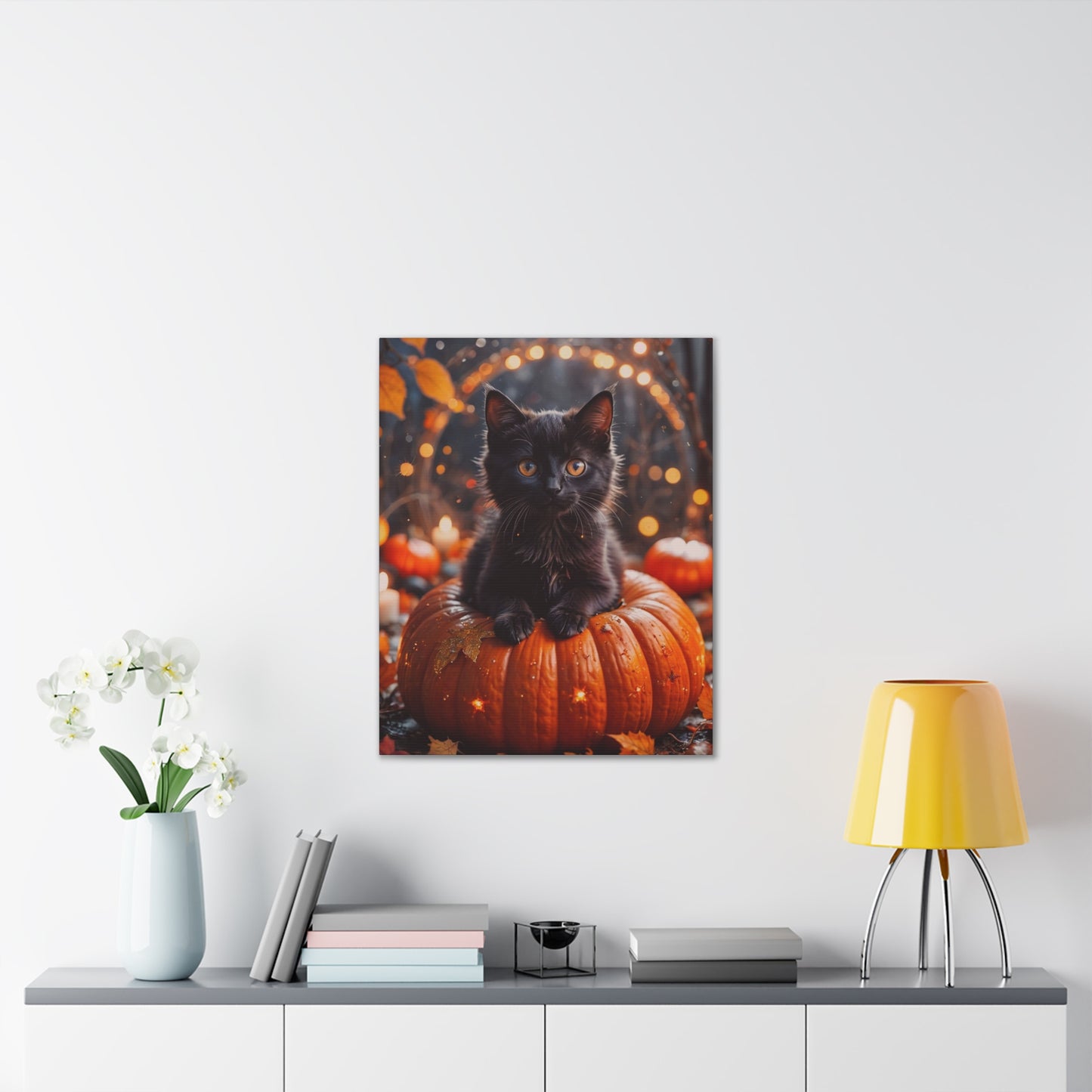 Kitty in Pumkin - Canvas Stretched, 0.75" - Halloween