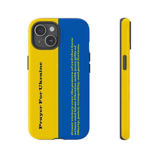 Flag of Ukraine with Prayer - Flag Phone Cases