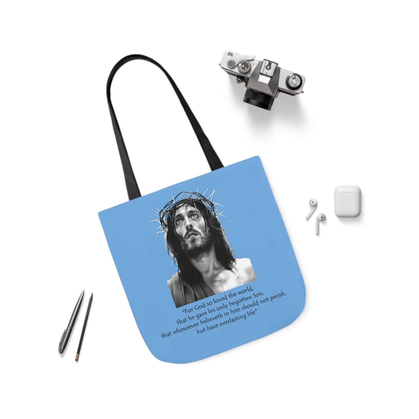 John 3:16 - Canvas Tote Bag, 5-Color Straps - Religion - Easter