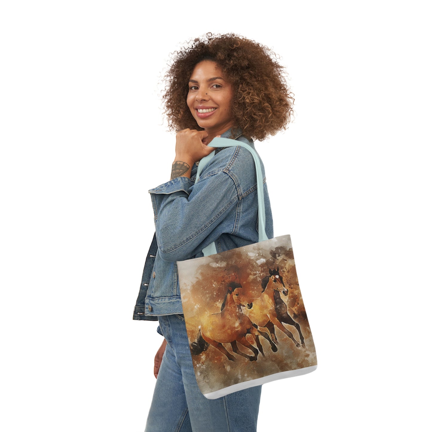 Horses - Canvas Tote Bag, 5-Color Straps