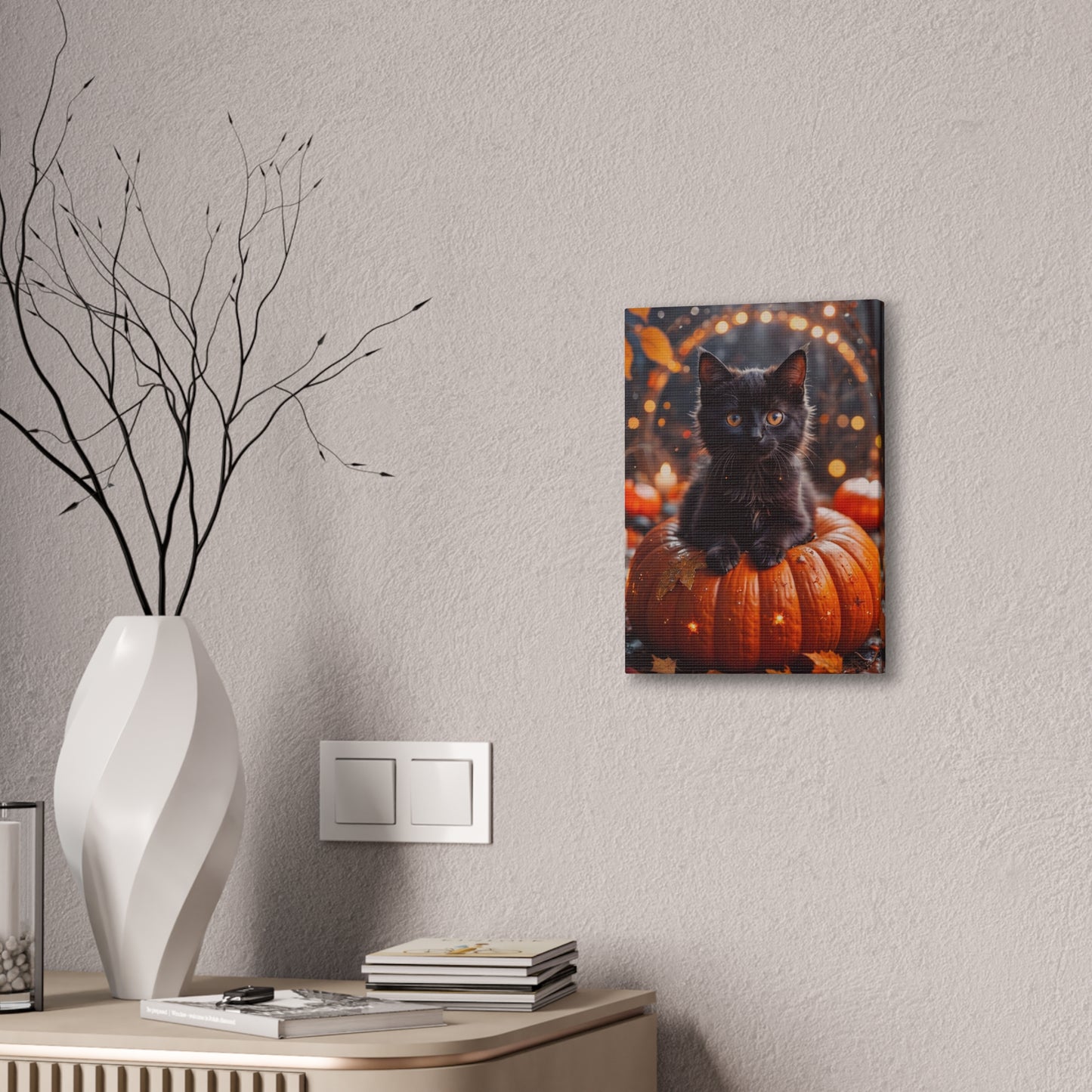 Kitty in Pumkin - Canvas Stretched, 0.75" - Halloween