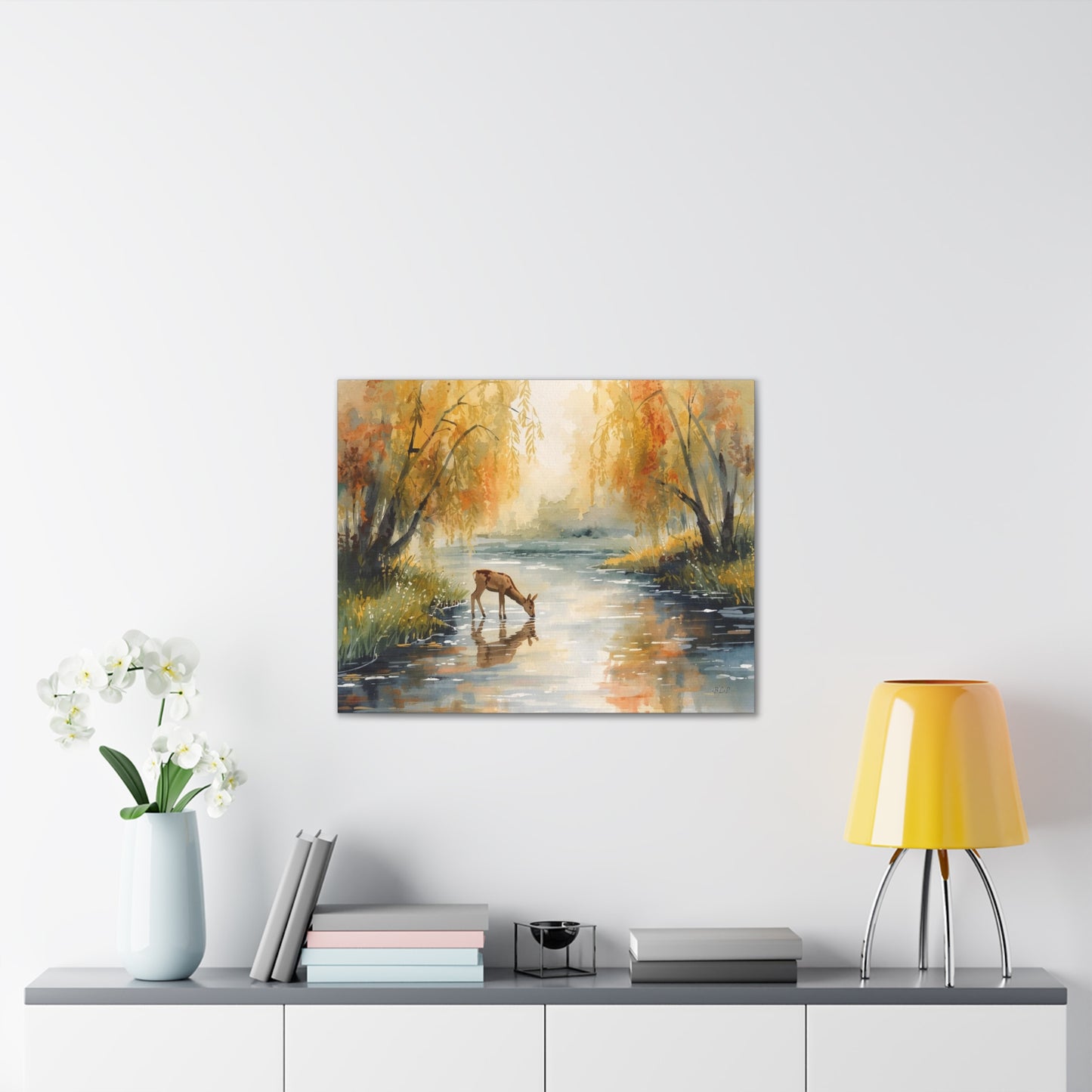 Deer Drinking - Canvas Stretched, 0.75" -  2026 Wall Art - Scenes