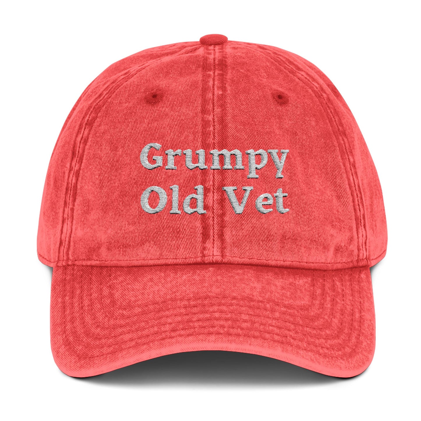 Grumpy Old Vet - Embroidered - Vintage Cap (Embroidery) - Ball Cap - Father's Day - Veterans