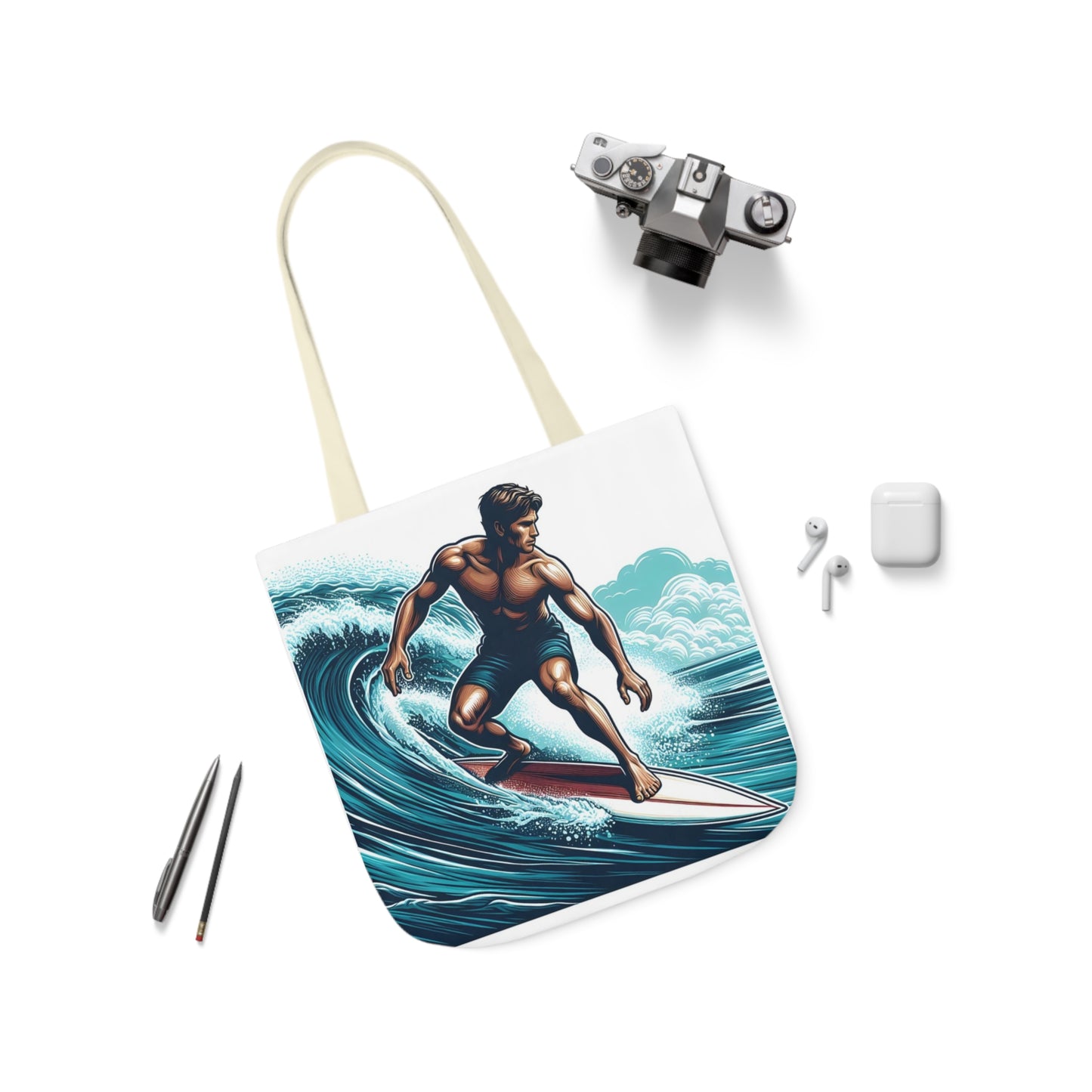 Surfer - Canvas Tote Bag, 5-Color Straps