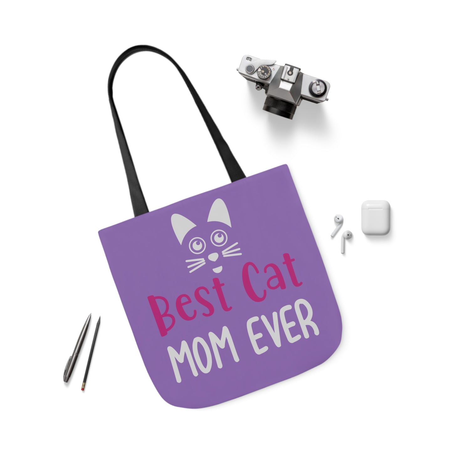 Best Cat Mom Ever - Canvas Tote Bag, 5-Color Straps - Mother's Day