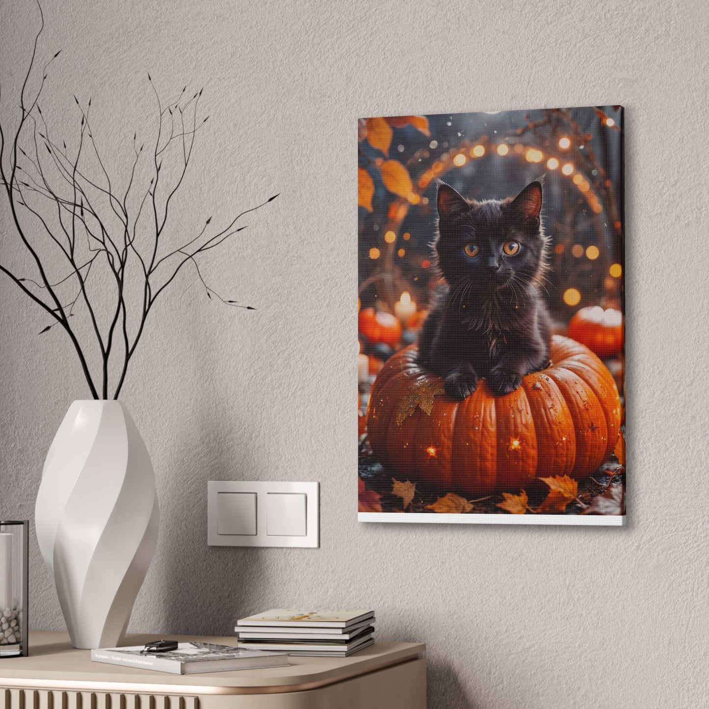 Kitty in Pumkin - Canvas Stretched, 0.75" - Halloween