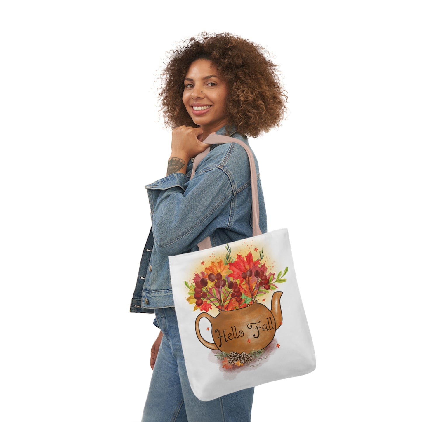 Hello Fall - Canvas Tote Bag, 5-Color Straps