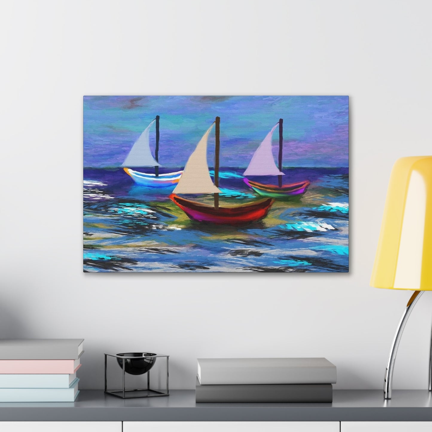 Sail Boats - Pastel _ Canvas Stretched, 0.75"