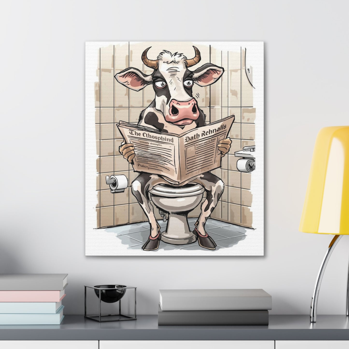 Steer in the John - Canvas Stretched, 0.75" - Wall Art 2026 - Bathroom Humor