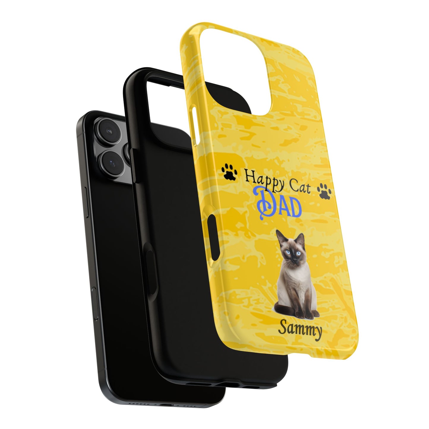 Happy Cat Dad - Personalized - Whimsical Phone Cases - Father's Day