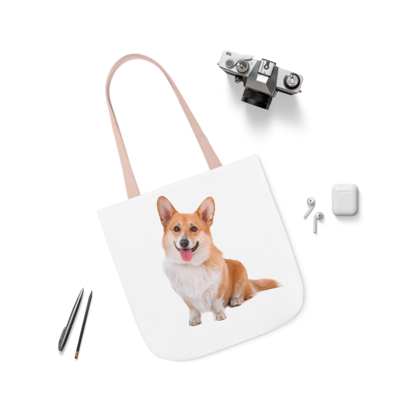 Corgi 1 - Canvas Tote Bag, 5-Color Straps