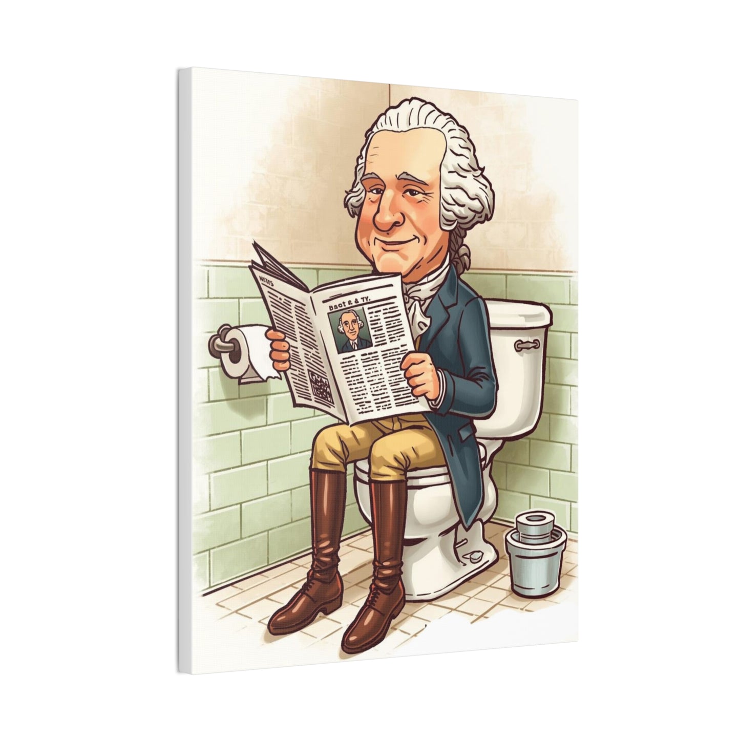 George on the pot - Canvas Stretched, 0.75" - Wall Art 2026 - Bathroom Humor