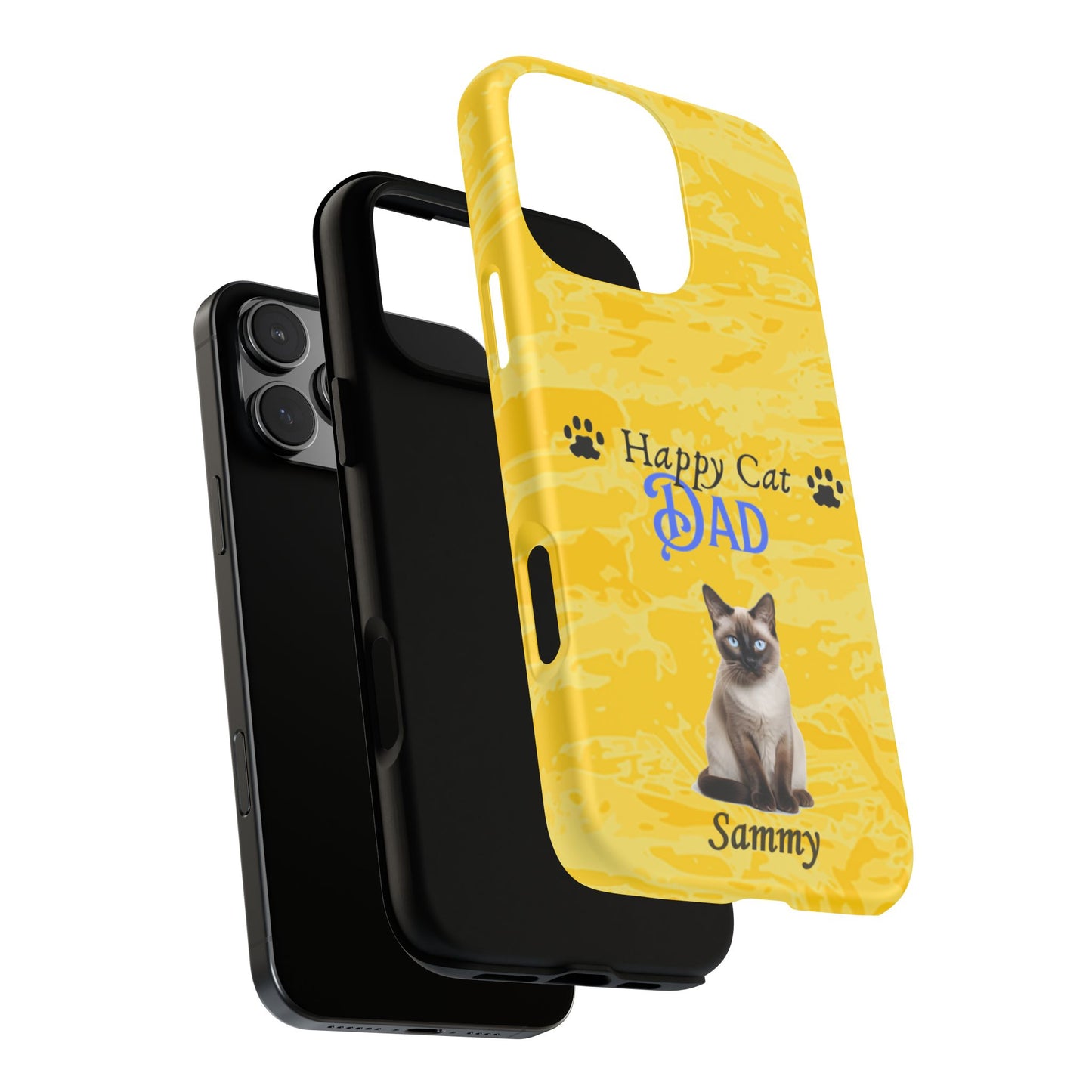 Happy Cat Dad - Personalized - Whimsical Phone Cases - Father's Day