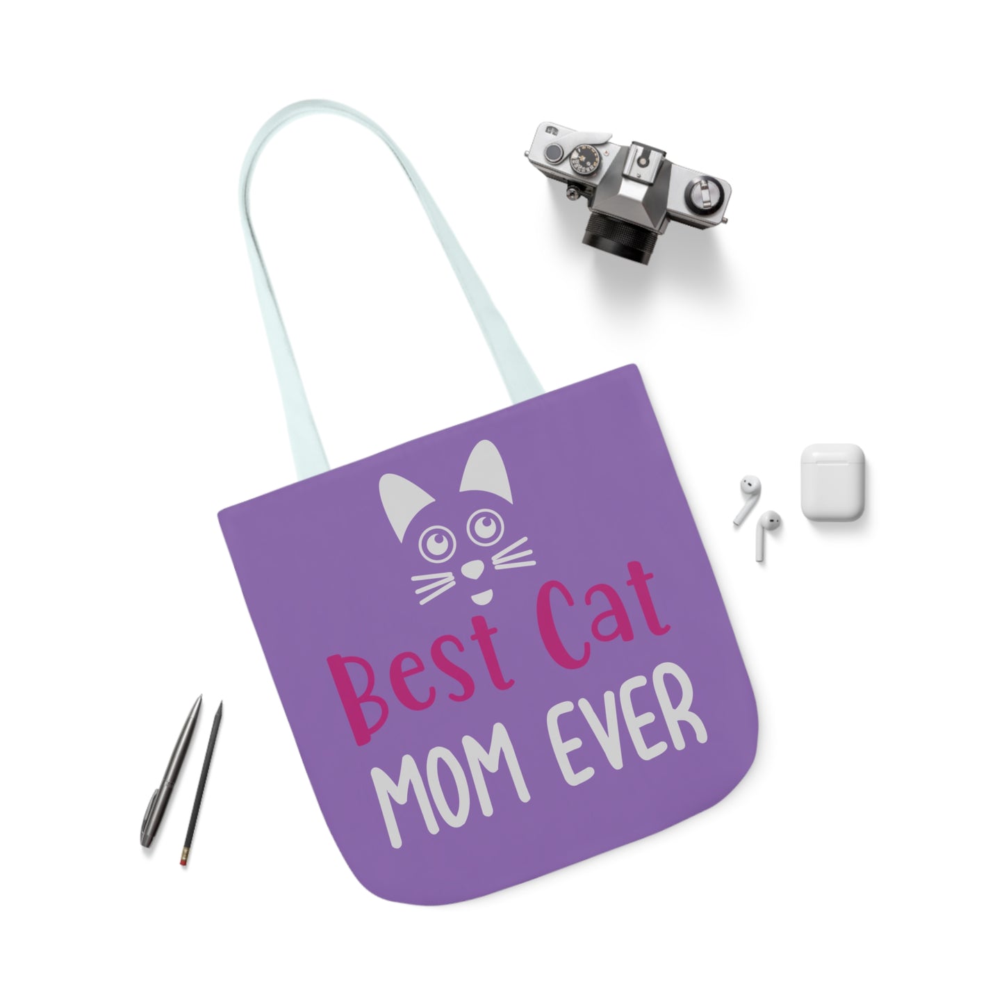 Best Cat Mom Ever - Canvas Tote Bag, 5-Color Straps - Mother's Day