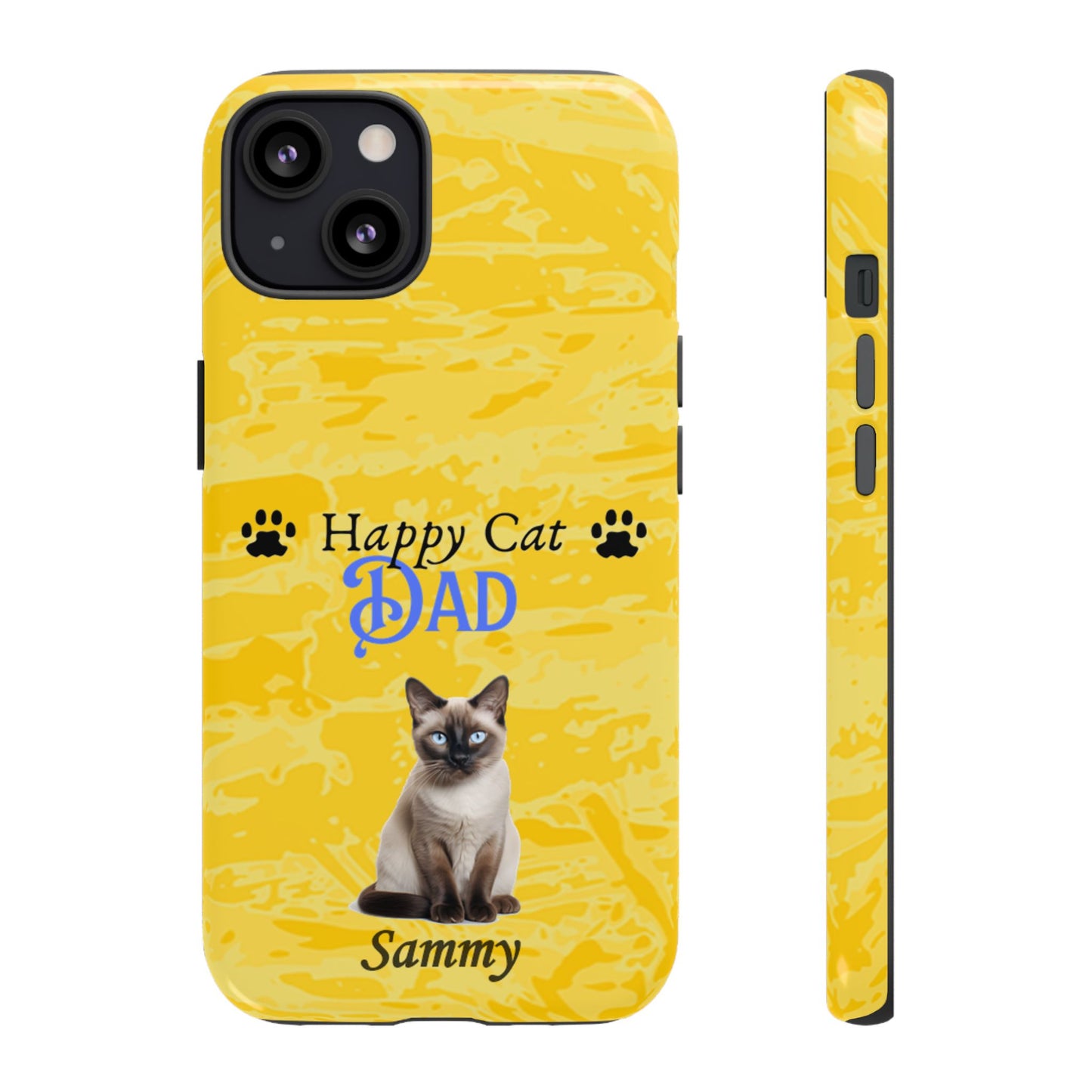 Happy Cat Dad - Personalized - Whimsical Phone Cases - Father's Day