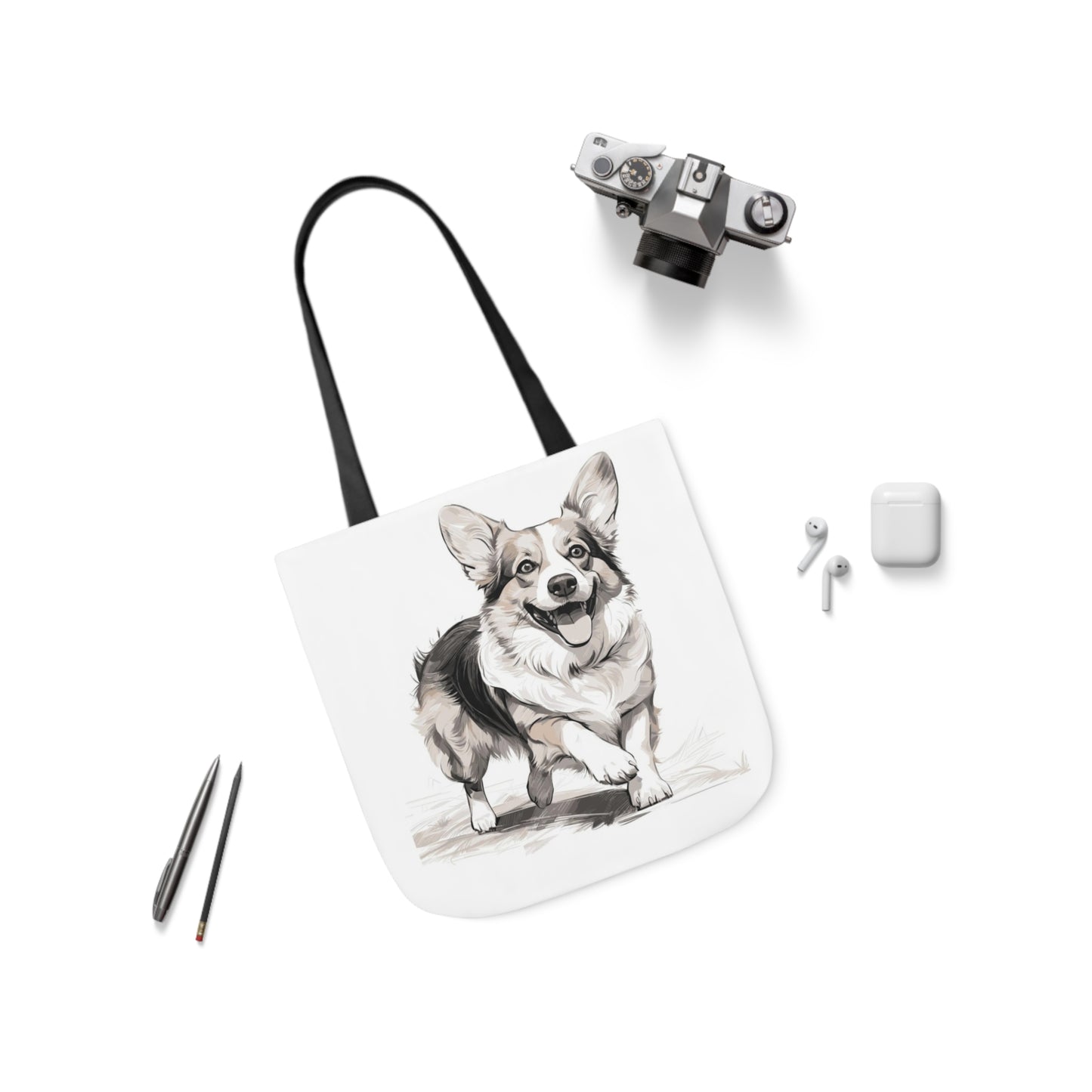 Corgi 2 - Canvas Tote Bag, 5-Color Straps