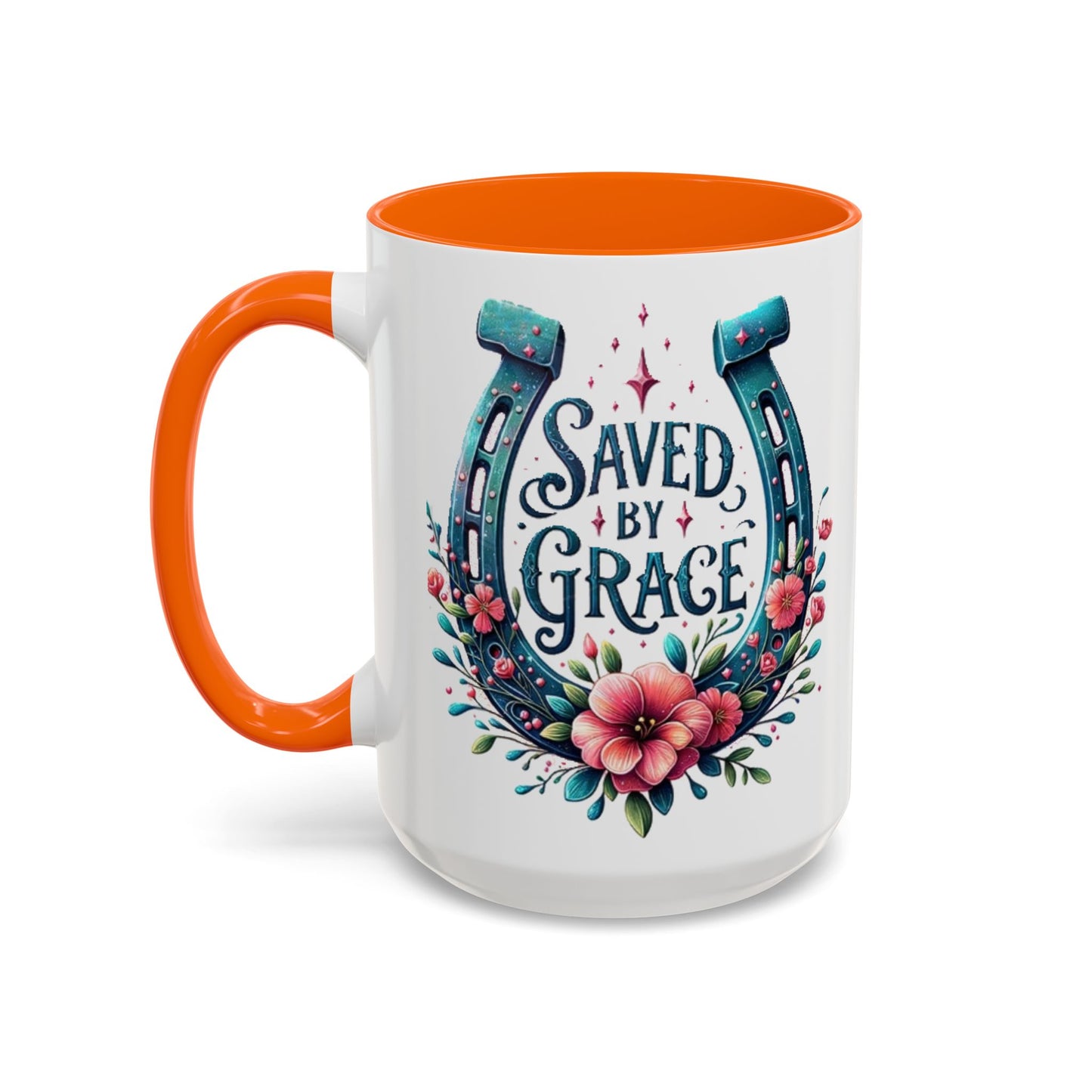 Saved by Grace - Accent Coffee Mug (11, 15oz) - Easter - Mother's Day - Father's Day