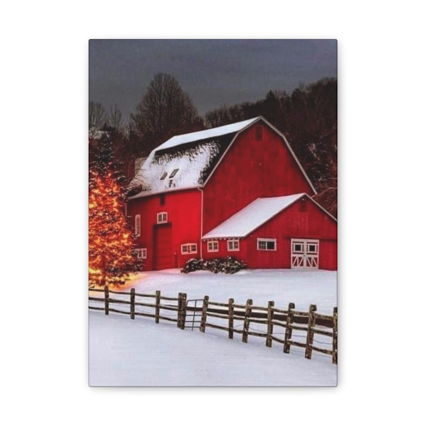 Barn in Winter - Canvas Stretched, 0.75"