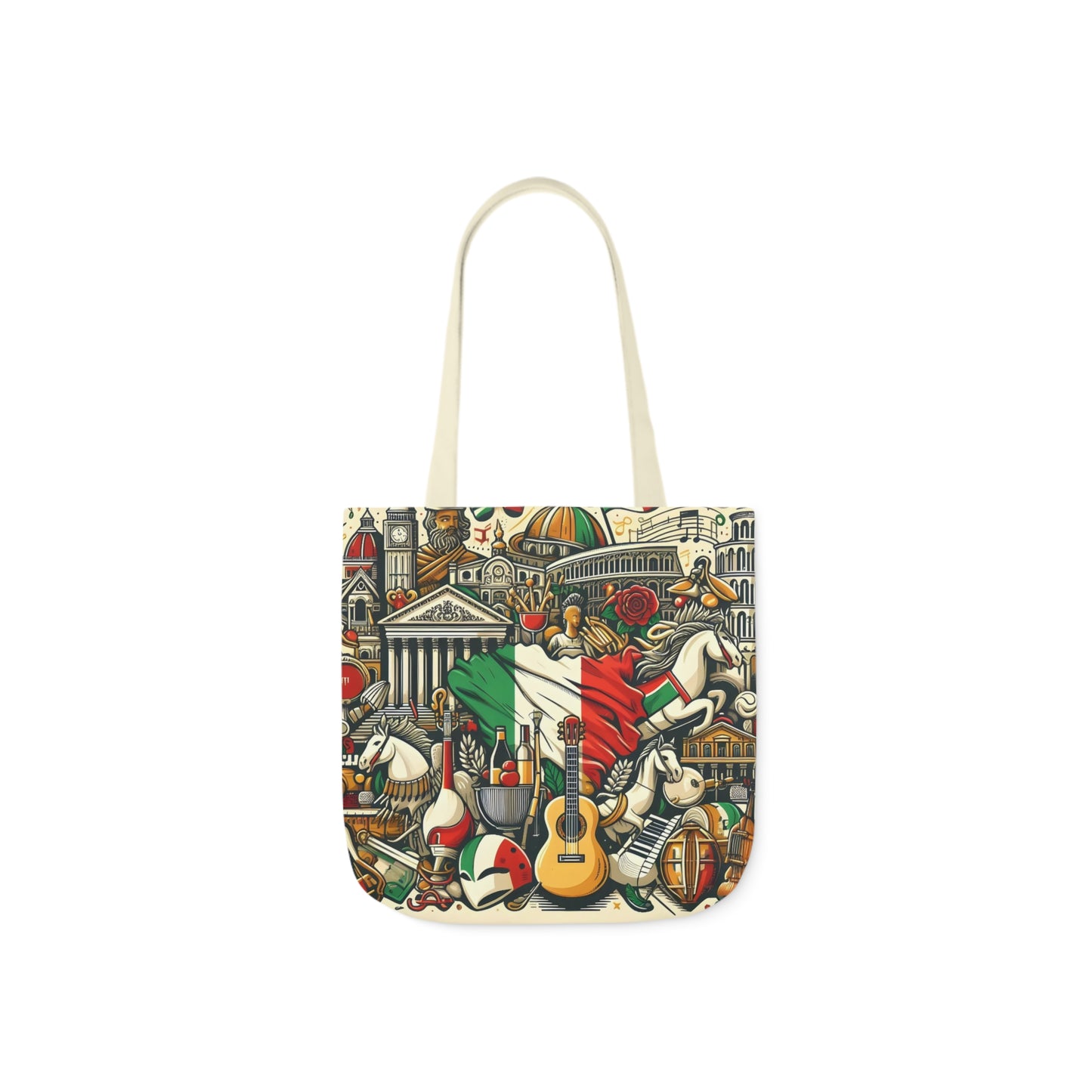 Italian Mural - Canvas Tote Bag, 5-Color Straps