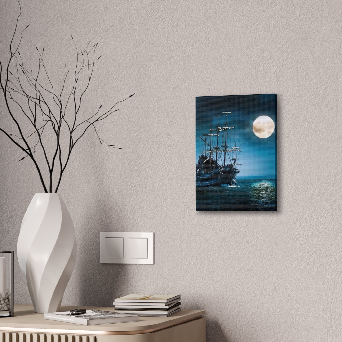 At Sea by Moonlight - Canvas Stretched, 0.75"