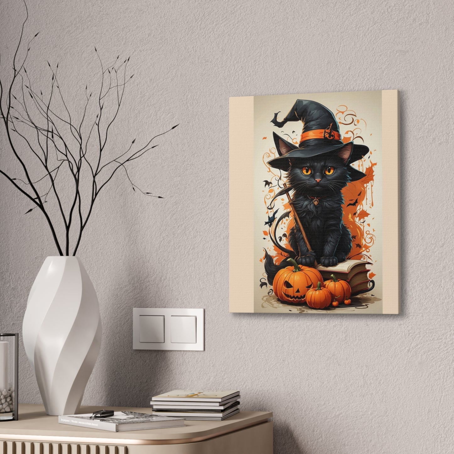 Black Cat - Canvas Stretched, 0.75" - Halloween