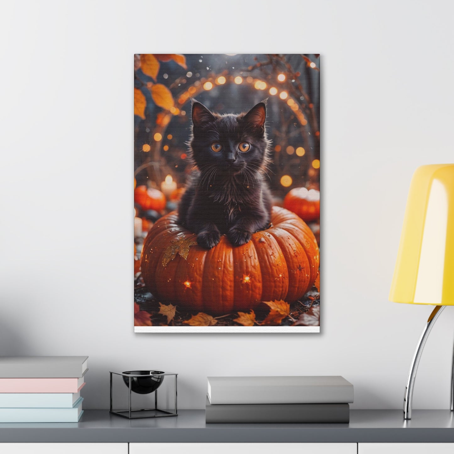 Kitty in Pumkin - Canvas Stretched, 0.75" - Halloween