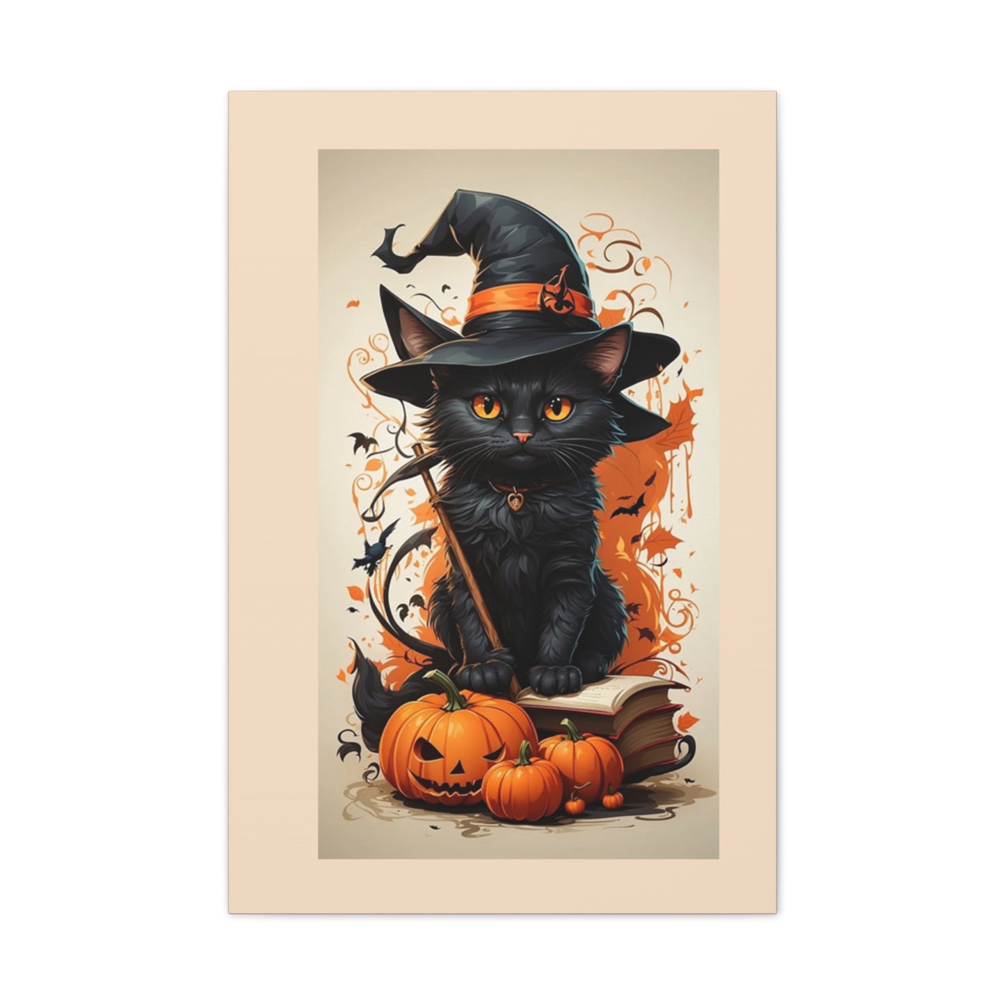 Black Cat - Canvas Stretched, 0.75" - Halloween