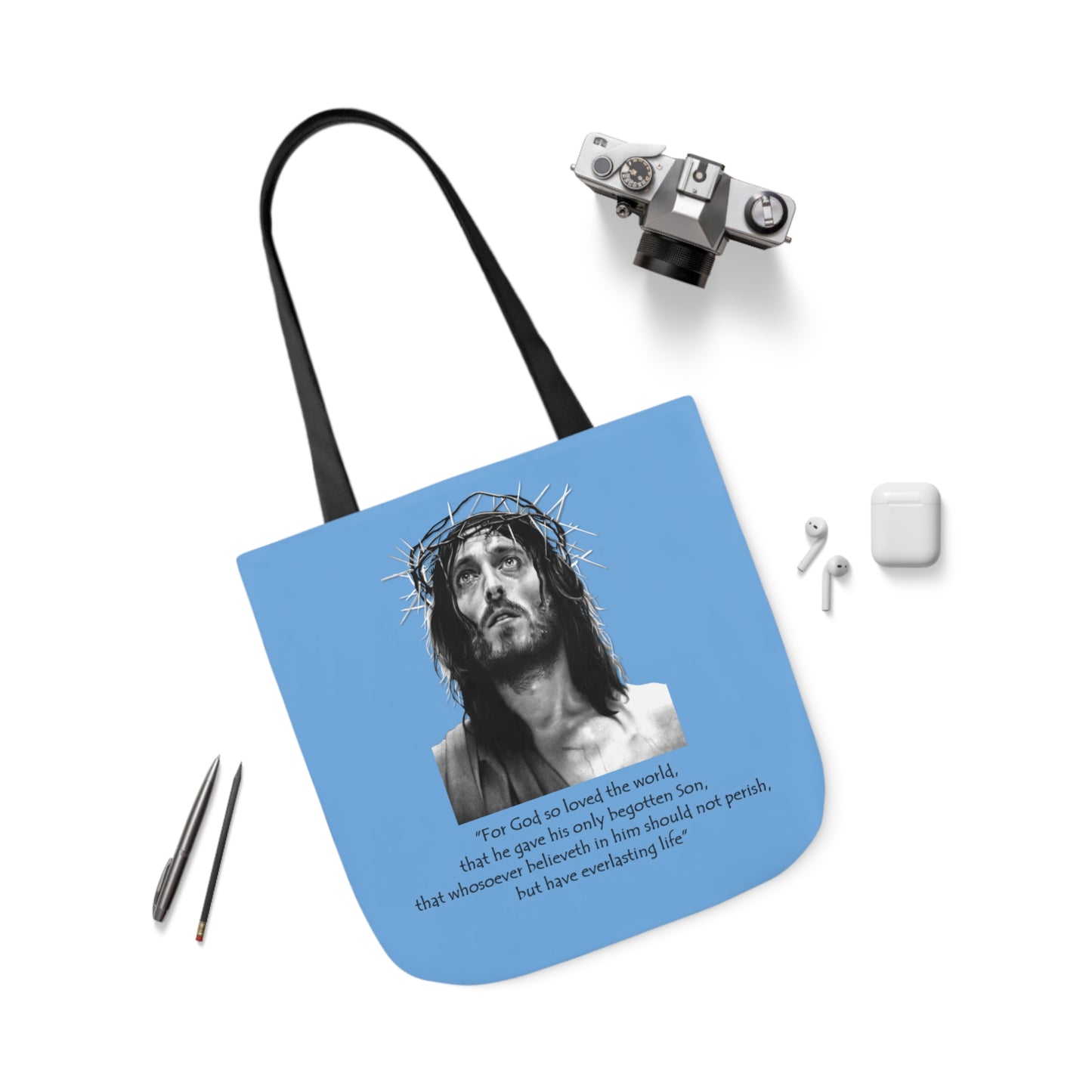 John 3:16 - Canvas Tote Bag, 5-Color Straps - Religion - Easter