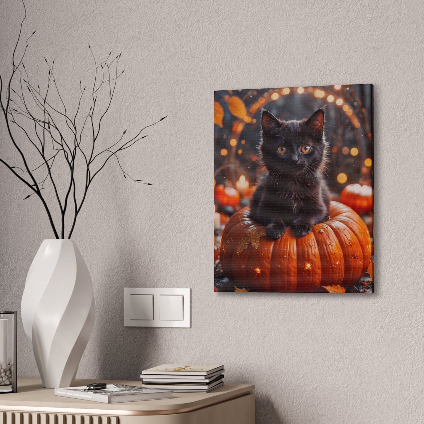 Kitty in Pumkin - Canvas Stretched, 0.75" - Halloween