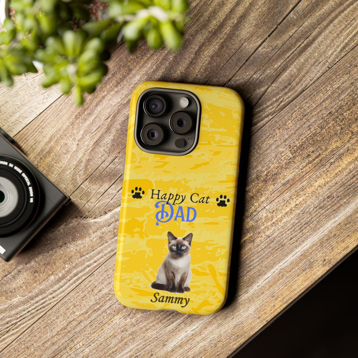 Happy Cat Dad - Personalized - Whimsical Phone Cases - Father's Day