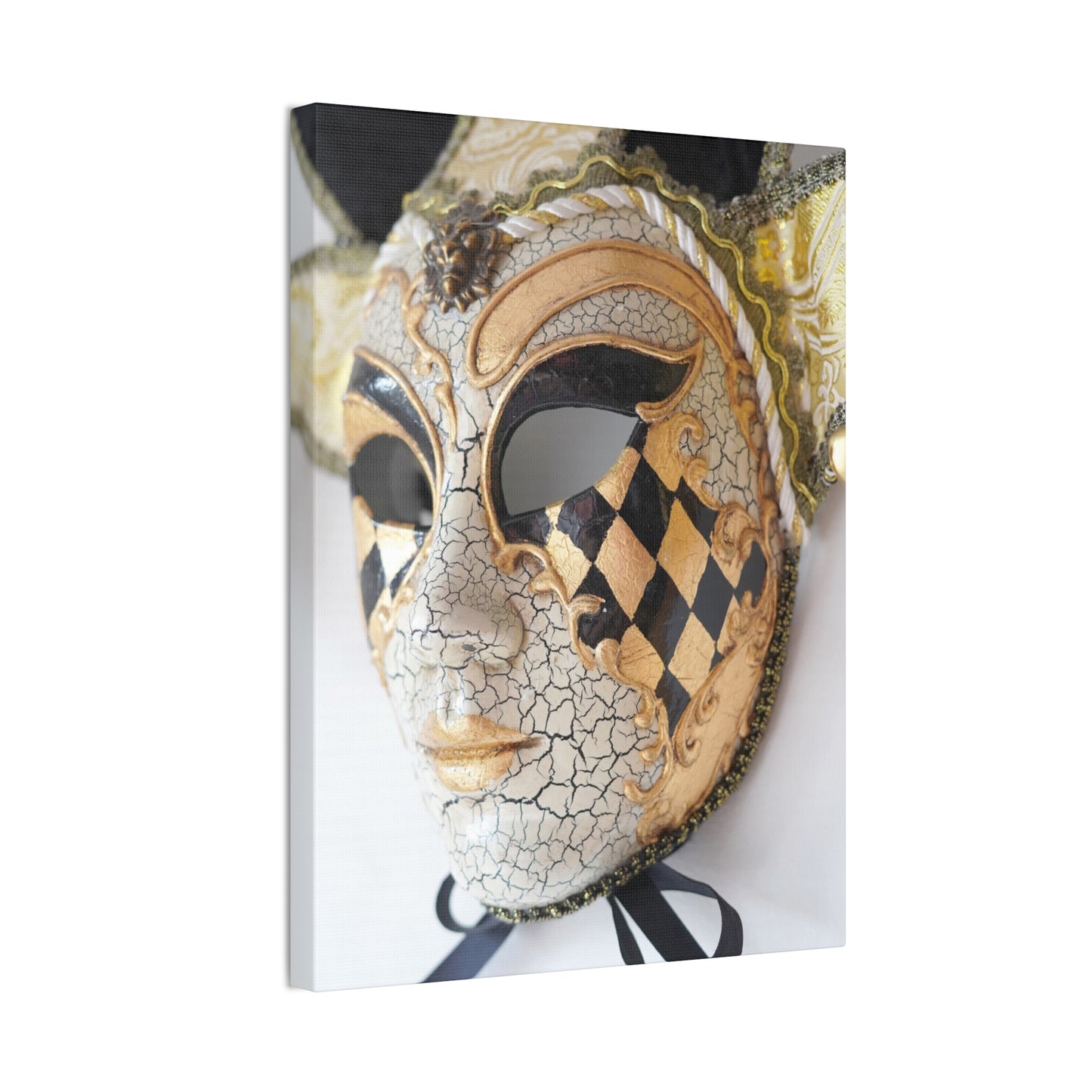 Gold and Silver Mask - Canvas Stretched, 0.75"