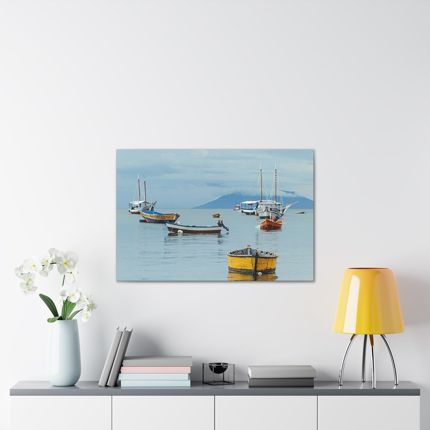 Boats in Harbor _ Canvas Stretched, 0.75"