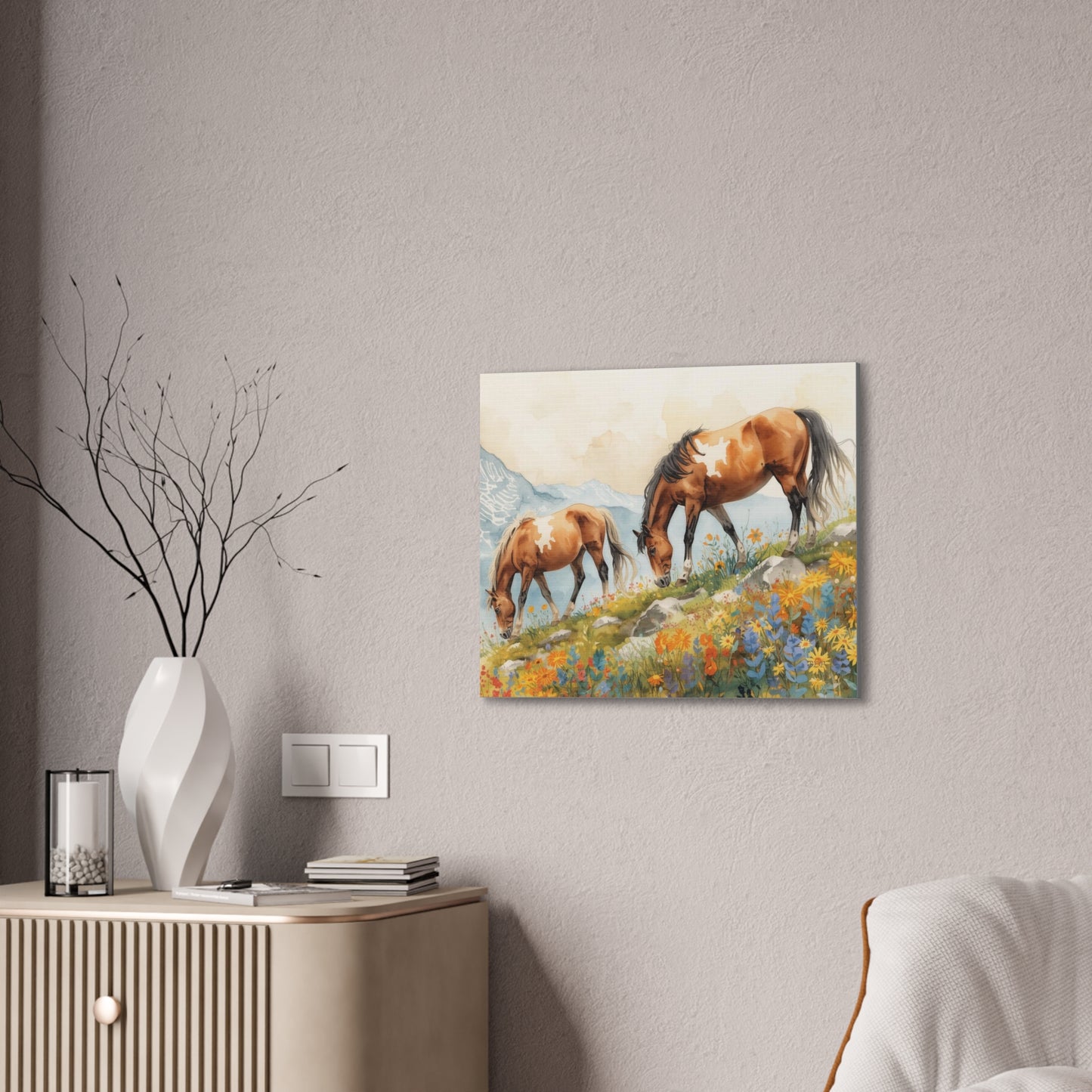Horses Grazing - Canvas Stretched, 0.75" - Wall Art 2026 - Animals