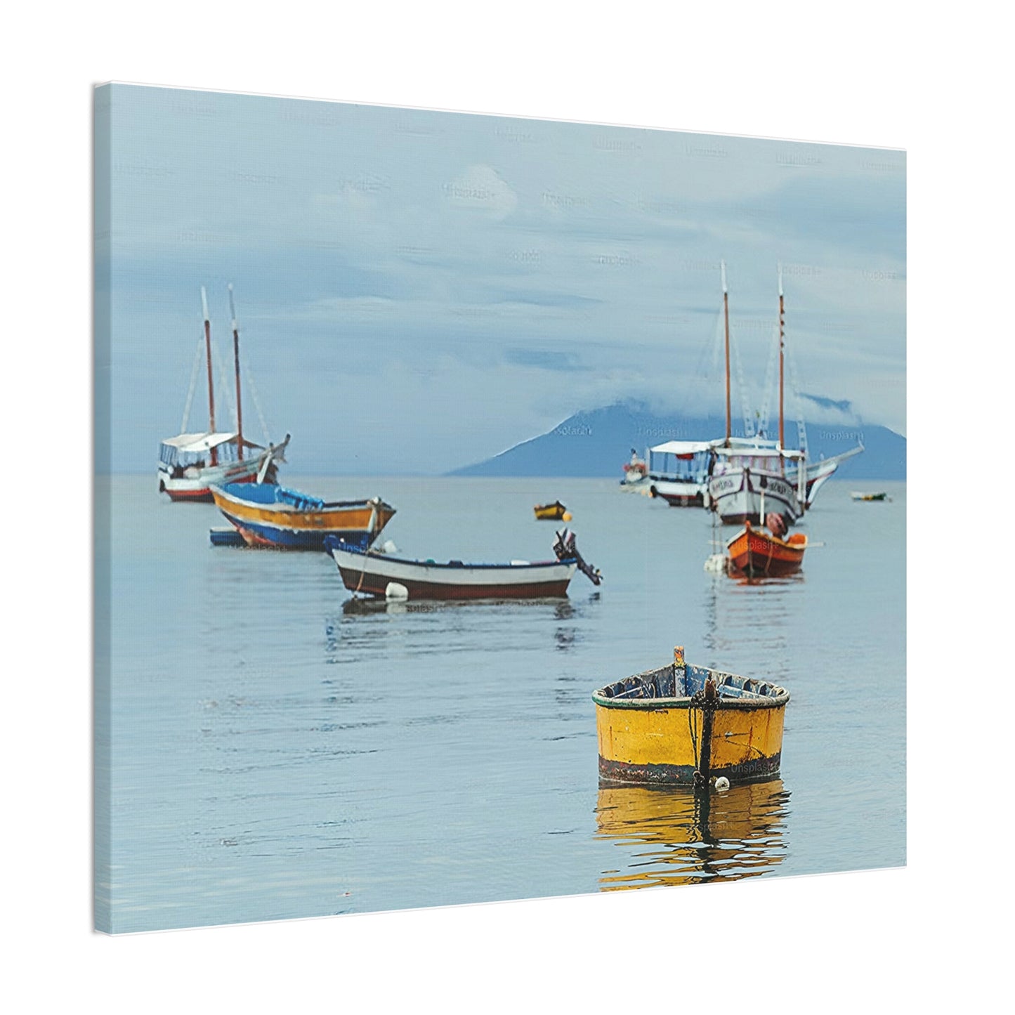 Boats in Harbor _ Canvas Stretched, 0.75"