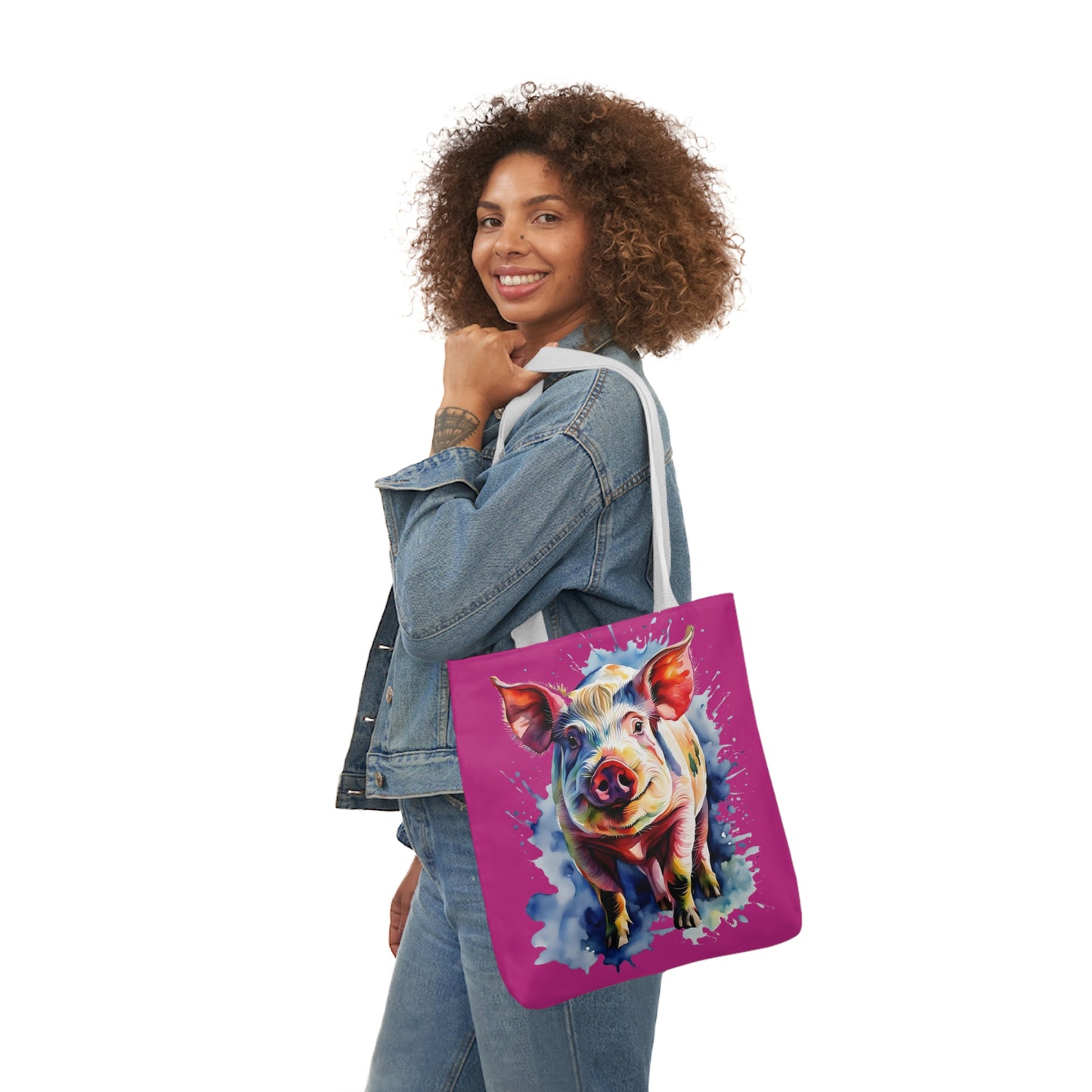 Arnold the Pig - Canvas Tote Bag, 5-Color Straps