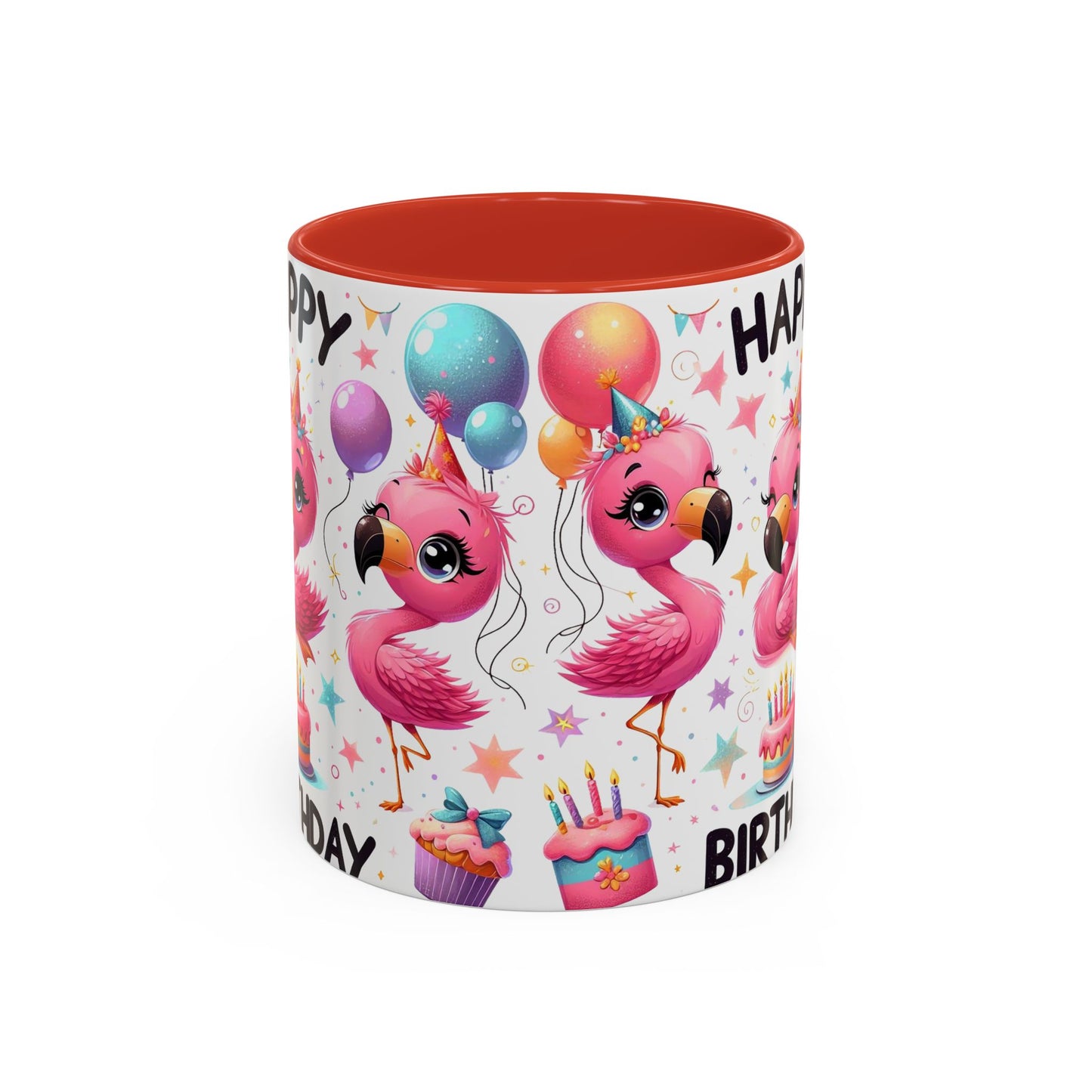 Happy Flamingo Birthday - Accent Coffee Mug (11, 15oz)