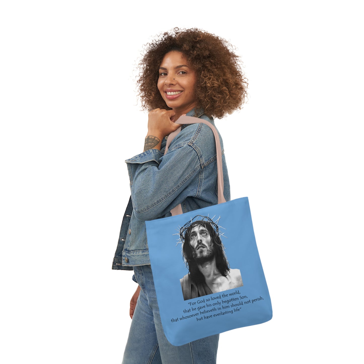 John 3:16 - Canvas Tote Bag, 5-Color Straps - Religion - Easter