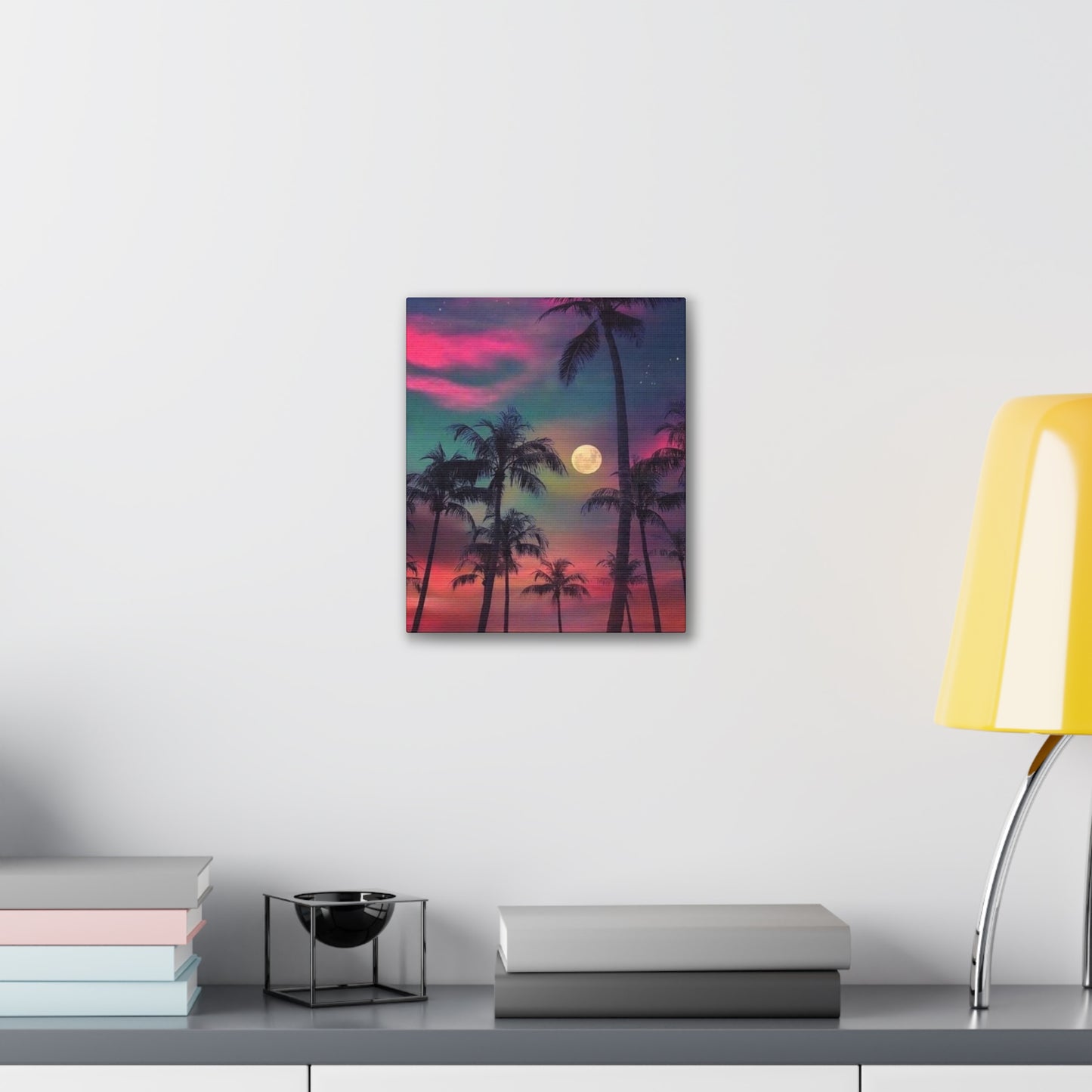 Moon Rise Palms - Canvas Stretched, 0.75"